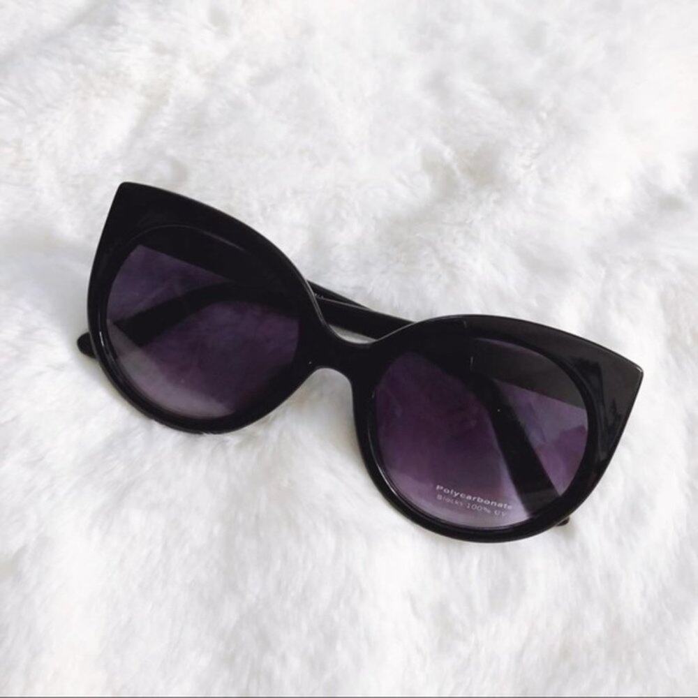 Ella Black Cat Eye Ombre Oval Sunglasses